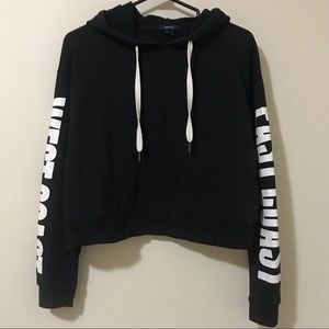 Forever 21 Black Cropped Hoodie
